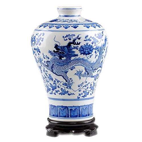 blauen und weißen Porzellan-Drache Vasen