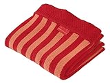 Clair de Lune Cotton Knitted Stripe Blanket (Orange/Red)