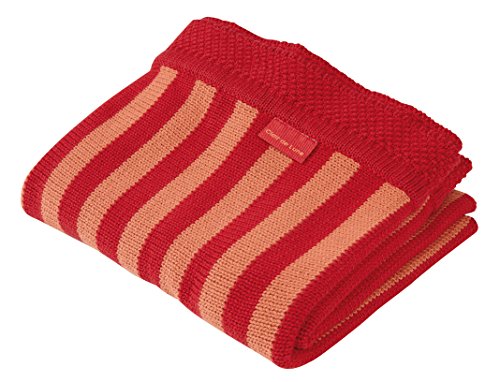 Clair de Lune Cotton Knitted Stripe Blanket (Orange/Red)