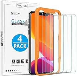 OMOTON [Lot de 4 ] Verre Trempé pour iPhone 11 Pro/ X/ XS Film Protection Ecran [Kit Installation Offert] Film Protecteur iPhone X 2019/2017/2018,[ 5.8 Pouces, 9H Dureté, sans Bulles]