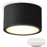 KYOTECH LED Aufbauspot Schwarz Flach 230V Ø95x55mm Aufputz inkl. 6W GX53 Leuchtmittel warmweiß 3000K 550LM Decken Aufbaustrah