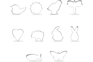 ZIDOLEY Emporte-pièces animaux de la forêt, lot de 10 emporte-pièces, emporte-pièces en acier inoxydable pour fondant, papillon, libellule, lapin, poisson, mouton, poulet, oiseau, amour, vague