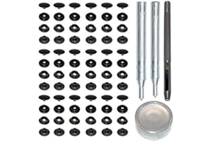 YICHUANGXIN 18 Sets 15mm Rostfreier Stahl Metall Druckknöpfe Kleidung Snaps Druckknopf Set mit 4 Befestigungswerkzeugen zum, Metall Druckknöpfe für Leder Handwerk Jacke Brieftasche Handtasche (Pistole Schwarz)