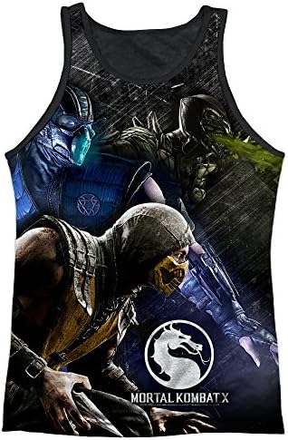 Mortal Kombat X Three Of A Kind Mens Tank Top Shirt with Black Back (White, X-Large)