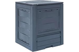 Avilia Contenedor para compostaje de jardín – Compostador con Acceso Frontal, de Polipropileno, 260 l, 60 x 60 x 73 cm, Negro, Fabricado en Italia