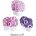 No Scratch Baby Mittens Set of 3 - Pink and Purple Cupcakes, Hearts, Elephants 0-6m