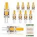 Produktbild Liqoo 10er G4 LED 2W Lampe Birne 12V COB Chip gleichmäßige Beleuchtung 107D Kapazitanz inkl.IC hohe 2800K Warmweiß 210LM Ra83 Ersetzt 20W Halogenlampe Abstrahlwinkel 260º, Nicht Dimmbar