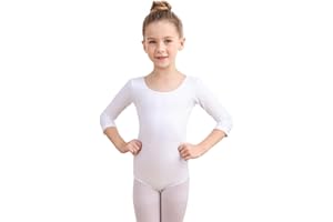 Soudittur Ballettanzug Mädchen, Kinder Ballett Trikot Baumwolle 3/4 Ärmel Ballett Body TanzBody Gymnastikanzug Turnanzug für Damen Größe 110-170