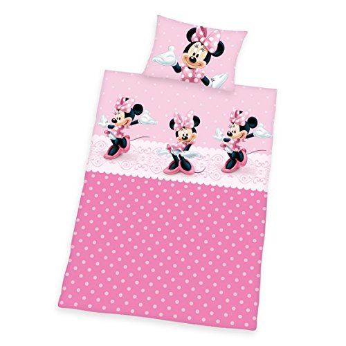 Herding 2478029063412 Bettwäsche Disney's Minnie Mouse, Kopfkissenbezug, 40 x 60 cm und Bettbezug, 100 x 135 cm, renforce