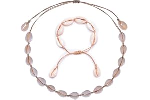 GLITZFAS Damen Natural Shell Choker Halsketten Armband Schmuck Set Boho Muschelkette