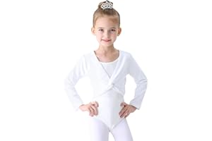 Soudittur Cache-Coeur de Danse Classique en Coton Hauts de Danse Manches Longues pour Enfants Filles Femmes