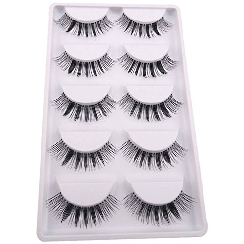 Bluelans® 5 Paar Schwarz Quer Starke Lange Künstliche Falsche Wimpern Weiche Eyelashes Wimpernverlängerung Party Make-up