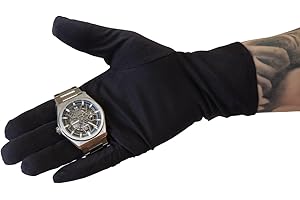 KD89 Czarne rękawice z mikrofibry - Heli - do zegarków, biżuterii, obsługi biżuterii i zegarków, dla kolekcjonerów, profesjonalistów lub amatorów