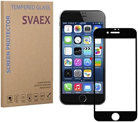 SVAEX iPhone 8 Plus iPhone 7 Plus Full Cover Premium Tempered Glass Screen Protector - Black - 0.3mm - HD Transparency - Oleophobic coating - 2.5D Round Edges - Delicate Touch - Japanese Glass