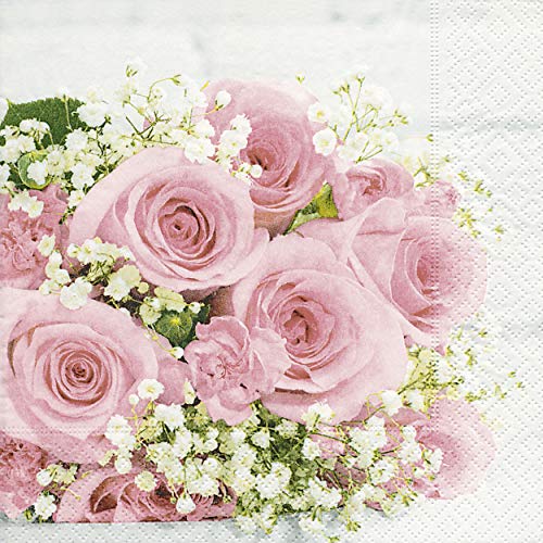 Preisvergleich Produktbild 20 Servietten Rosenstrauß rosa Hochzeit Rosen Blume