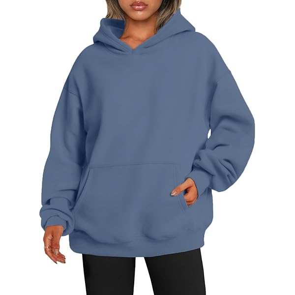 Timuspo Hoodie dames oversized comfortabele katoenen trui casual hoodie effen basic hoodie lange mouwen sweatshirt met capuchon mode bovenstuk herfst, lichtbruin, L