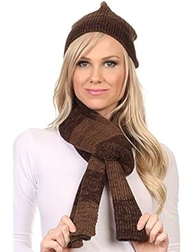 Sakkas Robin Unisex Strickripp Hide Beanie Hut und Schal Set