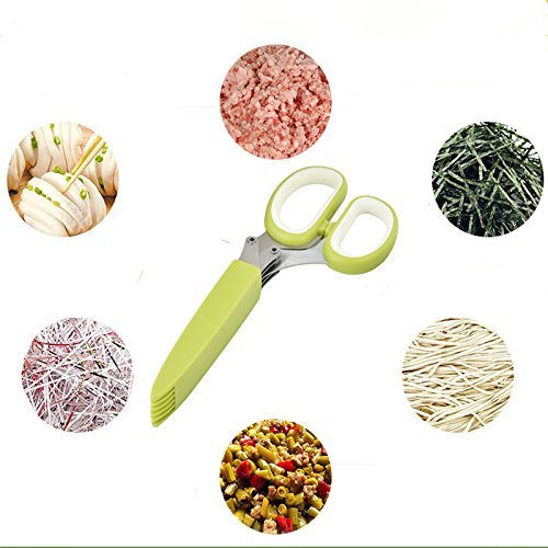 Kräuter Schere, Küche Lebensmittel Schere mit 5 Edelstahl Klingen und Reinigung Kamm Abdeckung für Gemüse Obst Kräuter Lebensmittel Schneiden, Hacken, Schneiden, Scheren - 8