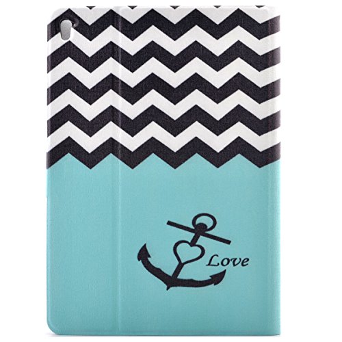 iPad pro 9.7 Hülle,iPad pro Case – Felfy PU Ledertasche Luxe Bookstyle Flip Standfunktion Magnetverschluss Ledertasche Muster Eule Elefant Möwe Schmetterling Bunte Malerei Retro Painted Abdeckung Schutzhülle Ablösbar Handliche Case Tasche Etui für iPad pro 9.7 Zoll (Anchors) + 1 x Schwarz Stylus + 1 x Dust Plug - 3