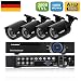 Produktbild FLOUREON Videoüberwachung 8CH 1080N HDMI DVR Recoder + 4X 2000TVL 960P Überwachungskamera Outdoor Sicherheitskamera P2P IR-Cut Wasserdicht Bewegungsmelder