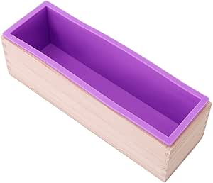 Albeey Handgemachte Seifen Form Rechteckig Soap DIY Formen mit Holzkasten (1.2KG, lila)