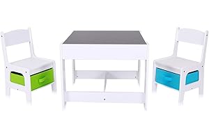 Baby Vivo Set Niños Actividad Mesa con 2 Sillas Infantil Escritorio Juego Cajas Niña y Niño Hecho de Madera - MAX