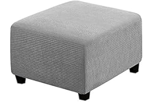 BXFUL Funda Otomana Elástica Cuadrado Funda para Taburete Plegable Suave Cubierta del Pedal con Parte Inferior Protector De Muebles para Taburete Otomano (Gris Claro)