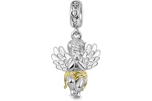 GNOCE Ange avec Ailes Charme Pendentif En Argent Sterling 925 Petit Ange Charmes Perle Bébé Angle Bijoux Fit Bracelet/Collier Charme pour Femmes Filles