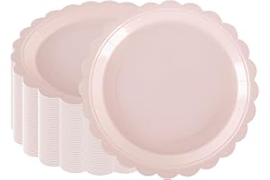 PHUNAT 50PCS Pink Party Plates 9''/23cm, Disposable Paper Tableware Plates, Paper Dishes, Cake Plates, Baby Pink Party Paper Plates for Birthday, Baby Shower, Pink Party Supplies Decorations
