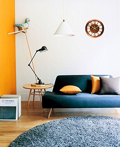 Foxtop 11-Zoll-Kupfer Farbe Antike Hohl European Style Retro Fashion kreative leise Wanduhr, arabischen Ziffer Anzeige, Mute Quarz-Digital-Wand-Taktgeber-Dekoration-Geschenk für Home Office (Copper1) - 6