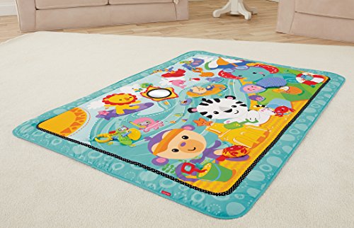 Fisher-Price CBJ65 Große Spiel- und Krabbeldecke mit Tiermotiven und Babyspielzeug, 1 x 1.50 m, blau - 9