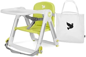APRAMO FLIPPA Sitzerhöhung Faltbarer Boostersitz Kindersitz mit Tablett, Tragbarer Reise Hochstuhl mit Tasche, Kinderstuhl zum Essen (Limette)