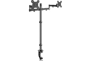 Bracwiser Soporte de brazo doble totalmente ajustable para monitor de 80 cm de alto, apto para dos pantallas de 13 a 27 pulgadas, 10 kg para monitor, pantalla de ordenador, VESA 75/100 mm (MD7842)