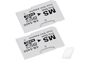 ZHUROUPU Dual Micro SD/SDHC to Memory Stick Pro Duo Adapter for Playstation for PSP 1000 2000 3000 E1000 3001 and for Sony Cyber shot Camera, TF Card to MS Pro Duo (Dual Card Slots Both Up to 64G)