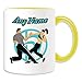 Produktbild Personalisiertes Geschenk – Krav Maga Girl Kaffeebecher (Martial Arts Design Thema, Farbe Optionen) – alle Nachricht/Name auf Ihre einzigartige – Kung Fu Kungfu Israel Israelische, keramik, gelb