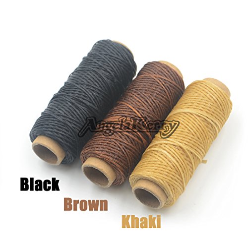 AngelaKerry 13 Stück/Kasten Leder Zubehör Werkzeuge Setzen Carft Grundlegende Set mit 150d 50m/roll Gewachst Faden Handwerk Ahle - 2