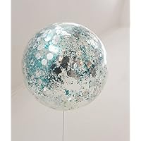 XXL Ballon türkisem Flitter und silbernen Punkten