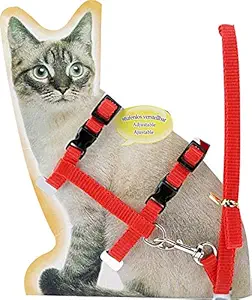 ADIOS Cat Rabbit and Small Pet Nylon Strap Collar with Adjustable Walking Harness Leash