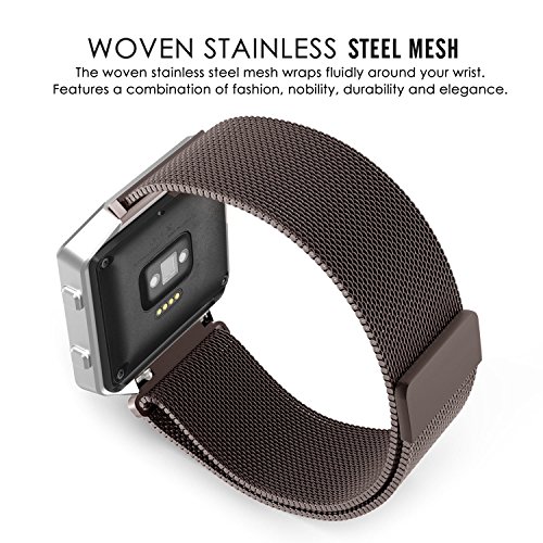 MoKo Fitbit Blaze Armband – Milanaise Edelstahl Replacement Wrist Band Strap Watchband Uhrband Uhrenarmband Erstatzband mit Magnet-Verschluss für Fitbit Blaze Smart Fitness Watch, Kaffee - 2