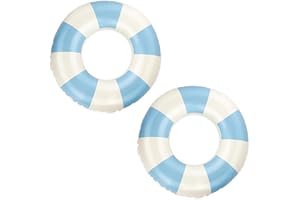 FADAZCRUXT Stries Bouee Piscine Adulte, 2PCS Bouée Piscine Anneau de Natation, Bouée Gonflable Rétro Rayée en PVC Bouée Piscine, pour Les Vacances à la Plage et Les fêtes de Piscine