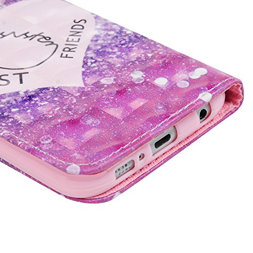 Lanveni S6 Hülle, Handyhülle für Flip Case Cover PU Lederhülle Schutzhülle Magnetverschluss Ledertasche mit Stander Function Brieftasche Card Slot Handy Tasche mit Liebe Cover Design für Samsung Galaxy S6 + 1 x Stylus Stift + 1 x Staubdichte Stecker - 7