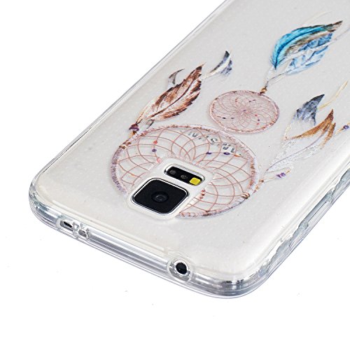 SKYXD für Samsung Galaxy S5 / Galaxy S5 Neo Hülle Silikon Durchsichtig mit Muster Feder Traumfänger ,Biegsam Klar Weich Dünn [Kratzfeste Rutschfest] Gummi Handy Schutz Schale mit [Eule Handyanhänger + Eingabestifte] Etui für Samsung Galaxy S5/S5 Neo Transparent Cover Flexible Clear Soft Slim Case Skin with Touch Pen Dust Plug - 4