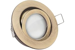 LEDANDO LED Einbaustrahler Set Messing mit LED GU10 Markenstrahler 5W - warmweiss - 120° Abstrahlwinkel - schwenkbar - 35W Ersatz - A+ - LED Spot 5 Watt - Einbauleuchte LED rund
