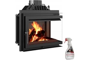 ‎KRATKI KRATKI Kamineinsatz Gusseisen Simple rechts 8 kW Ø 150 mit Kaminscheibenreiniger