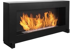 GLOBMETAL Biocamino sulle gambe Box 90 x 40 cm. 900 x 400 mm. Bio camino a bioetanolo nero opaco. Un camino a forma di cassetta può essere appeso anche alla parete. Caminetto a bioetanolo senza vetro.