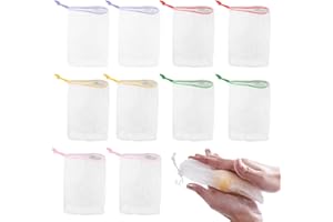 TSLRSA 10 Bolsa de jabón, 9 * 15 cm Saquitos de Jabón, Bolsa Secar Jabón Malla, Bolsa Jabon Solido, Malla de Jabón de Nylon, Bolsa de Jabón con Cordón de Colores（Color aleatorio）