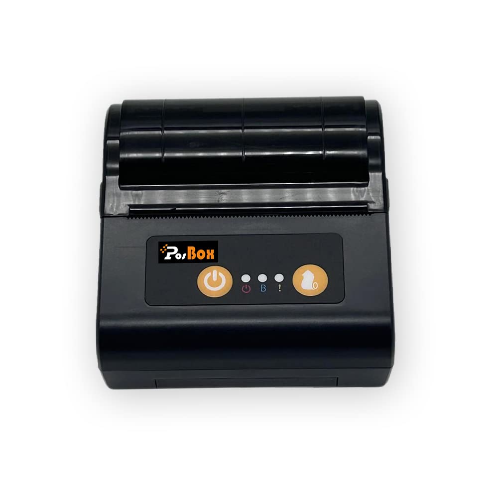 PosBox 80mm (3 Inches) Portable Thermal Printer with High-Speed Printing, USB + Bluetooth Connectivity and Rechargeable Batte