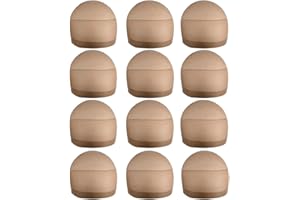YANTAISIYU 12 piezas de gorros de peluca elástico transpirable de nailon para mujer (Marrón Claro)