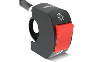 LYNKOMM 1 Piece Motorcycle Handlebar Switch Handlebar Rocker Switch with Turning Off for Motorcycles Bicycle Scooter Motorcycle Light Fits Handlebar 22 mm (Red 2)