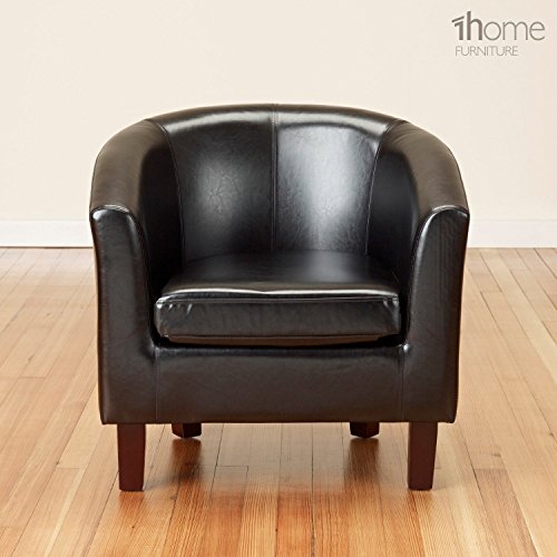 1home Bonded Leather Tub Chair Armchair for Dining Living Room Office Reception (Black)